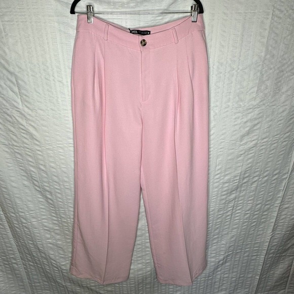 Zara Pants - Zara Pants Womens Large Pink NEW High Rise Wide Leg Trouser Pockets Barbiecore